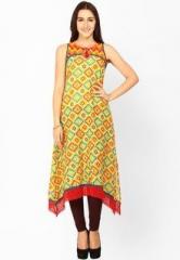 Vishudh Mustard Yellow Printed Kurta women