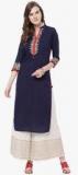 Vishudh Navy Blue Solid Kurta women