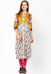 Vishudh Printed Cream Kurta women