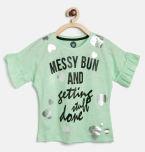 VITAMINS Girls Green Printed Top