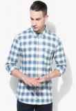 Voi Blue Checked Slim Fit Casual Shirt Men