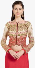 Vritikamesmer Beige Embroidered Saree Blouse women