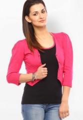 Vvoguish Pink Solid Shrug women