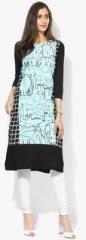 W Aqua Blue Printed Kurta women