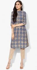 W Beige Printed Straight Kurta women