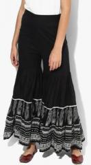 W Black Printed Flared Fit Palazzo women