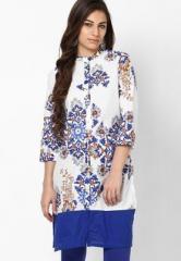 W Cotton Blue Printed Kurta women