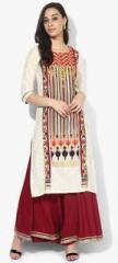 W Cream Printed Kurta women