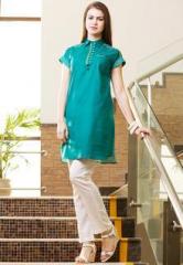 W Green Solid Kurtas women