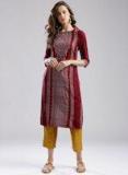 W Maroon Printed Kurta women