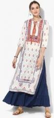 W Off White Printed Cotton Kurta women