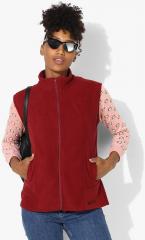 Wildcraft Fleece Maroon Solid Sweat Jacket women