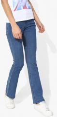 Wills Lifestyle Blue Solid Mid Rise Regular Fit Jeans women