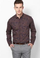 Wills Lifestyle Brown Printed Formal Shirt men