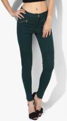 Wills Lifestyle Green Solid Jeggings women