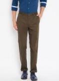 Wills Lifestyle Men Coffee Brown Slim Fit Solid Chinos