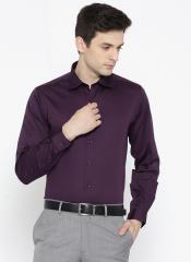 Wills Lifestyle Purple Solid Slim Fit Formal Shirt men