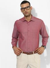 Wills Lifestyle Red Solid Regular Fit Formal Shirt men