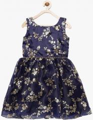 Winakki Navy Blue Printed Party Dress girls