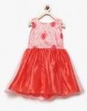 Winakki Orange Self Design Party Dress girls