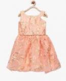 Winakki Peach Printed Party Dress girls