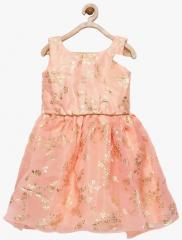 Winakki Peach Printed Party Dress girls