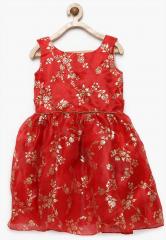 Winakki Red Printed Party Dress girls