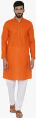 Wintage Orange Solid Kurta Pyjama men