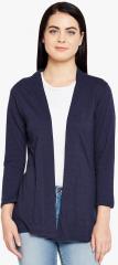 Wisstler Navy Blue Solid Shrug women