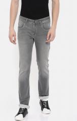 Wrangler Grey Skanders Slim Fit Low Rise Clean Look Stretchable Jeans men