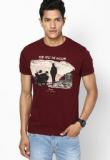 Wrangler Maroon Round Neck T Shirt Men