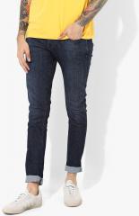 Wrangler Navy Blue Washed Low Rise Skinny Fit Jeans men