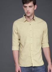 Wrogn Beige Slim Fit Solid Casual Shirt men