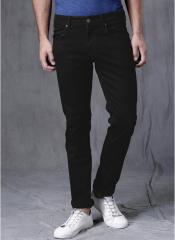 Wrogn Black Solid Mid Rise Slim Fit Jeans men