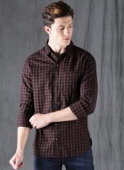 Wrogn Brown Checked Casual Shirt men