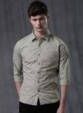 Wrogn Green Printed Slim Fit Casual Shirt Men