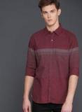 Wrogn Maroon Smart Fit Self Design Casual Shirt men