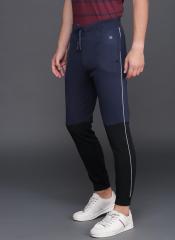 Wrogn Navy Blue & Black Slim Fit Joggers men