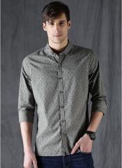 Wrogn Olive Green Slim Fit Printed Casual Shirt men