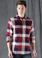 Wrogn Red Checked Casual Shirt men