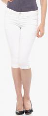 Xblues White Solid Capri women