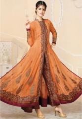 Xclusive Chhabra Orange Embroidered Dress Material women