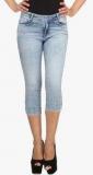 Xpose High Rise Blue Washed Capri women