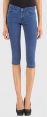 Xpose Light Blue Solid Capri women