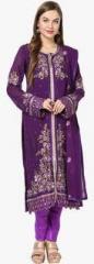 Yepme Purple Embroidered Semistitch Dress Material women