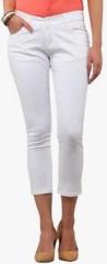 Yepme White Solid Capri women