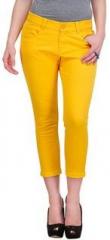 Yepme Yellow Solid Capri women