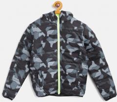 Yk Black & Grey Camouflage Print Padded Jacket boys