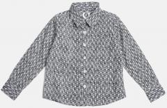 Yk Black Printed Casual Shirt boys