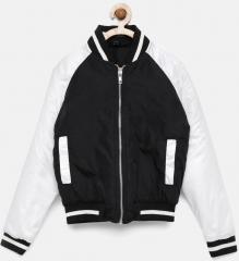 Yk Black Solid Winter Jacket girls